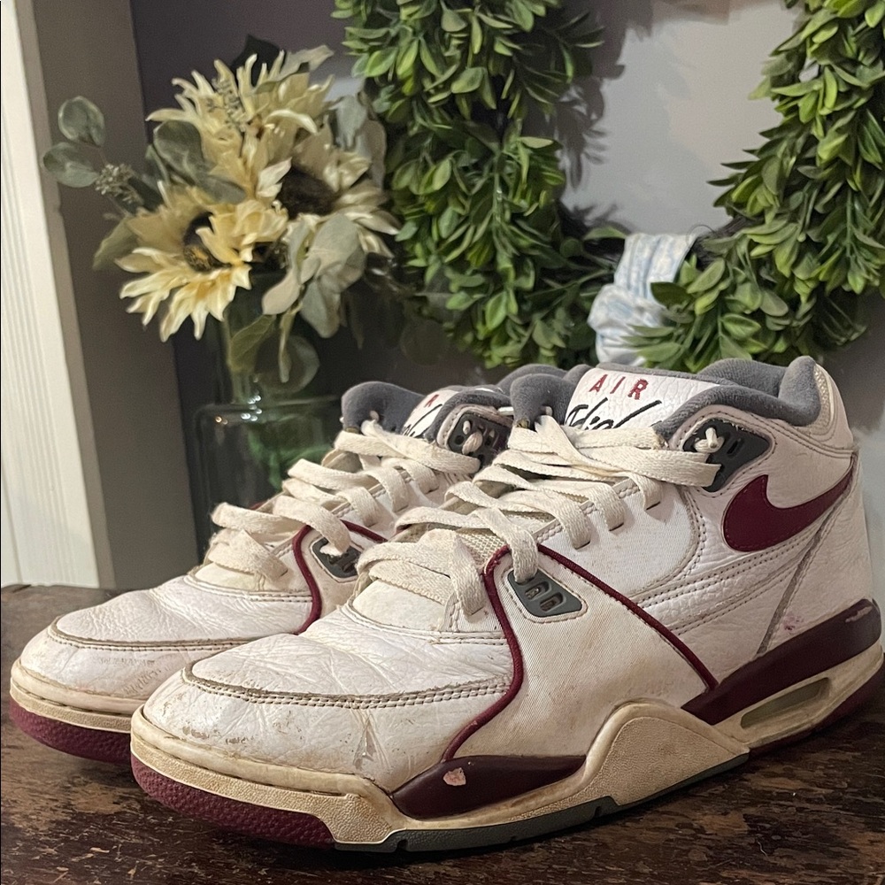 Nike White and Burgundy Sneakers